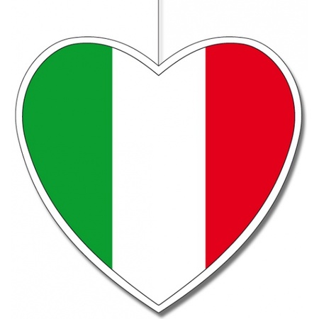 Kartonnen hart met de vlag van Italie 14 cm
