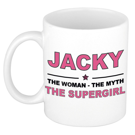 Jacky The woman, The myth the supergirl collega kado mokken/bekers 300 ml
