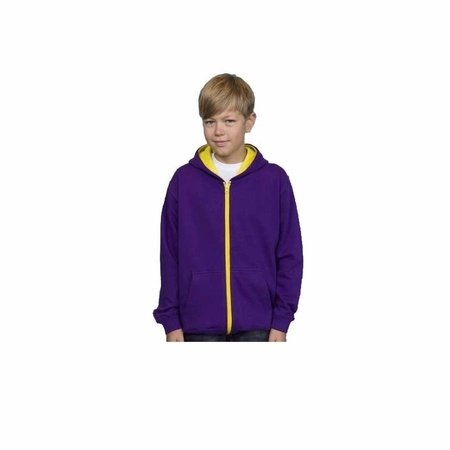 Hooded vest purple yellow for boys