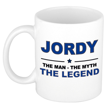 Jordy The man, The myth the legend collega kado mokken/bekers 300 ml