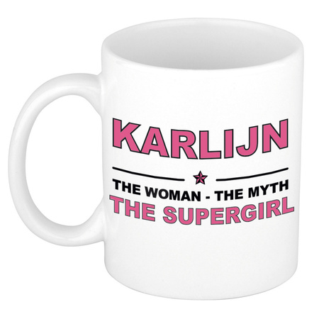 Karlijn The woman, The myth the supergirl collega kado mokken/bekers 300 ml