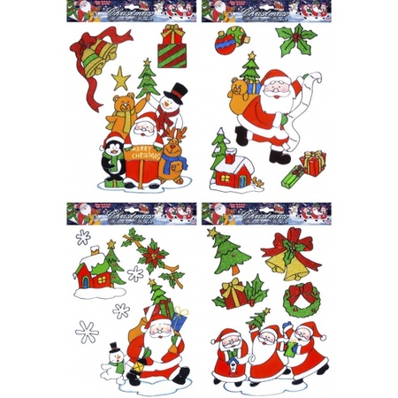 Kerst raamstickers/raamdecoratie kerstman plaatjes set