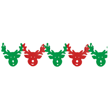 Kerstslinger met rendieren 3 meter groen/rood