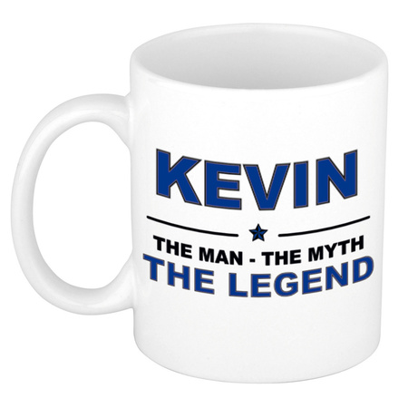 Kevin The man, The myth the legend collega kado mokken/bekers 300 ml