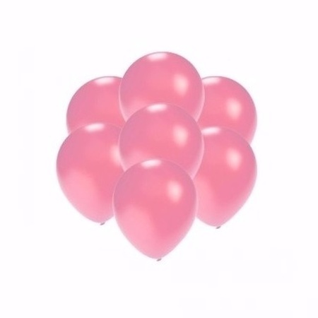 Kleine metallic roze party ballonnen 15x stuks van 13 cm