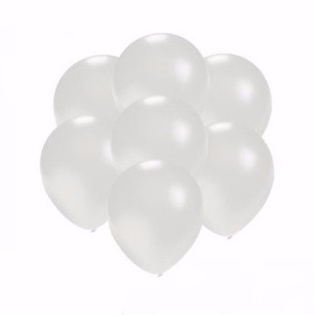 Mini metallic witte decoratie ballonnen 25 stuks