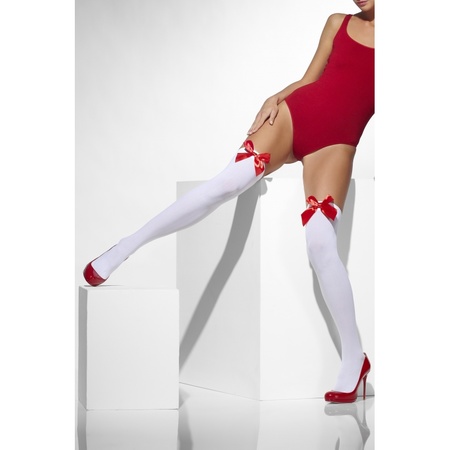 Stockings white with red knot