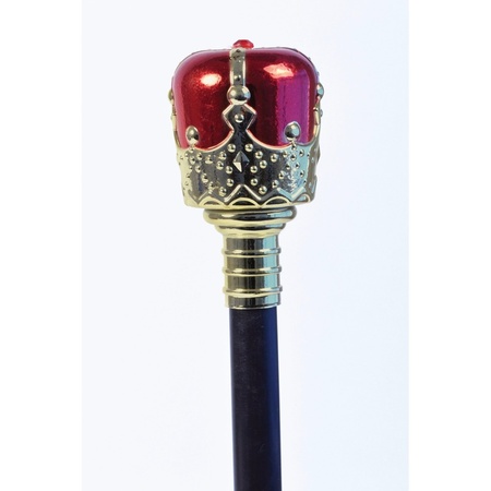 Koninklijke scepter staf met rode steen 45 cm