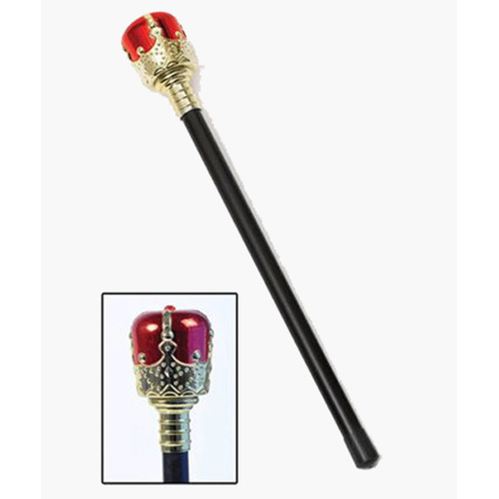 Koninklijke scepter staf met rode steen 45 cm