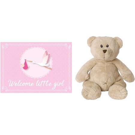 Maternity gift girl Happy Horse cuddly bear 17 cm + birth card