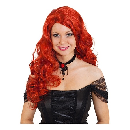Red wig for women with wavy hair