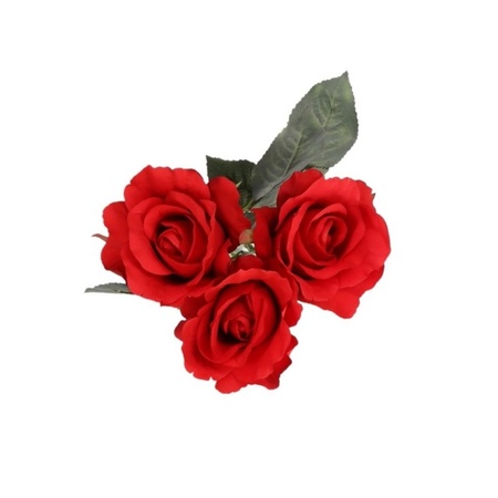 3x kunstbloem roos rood