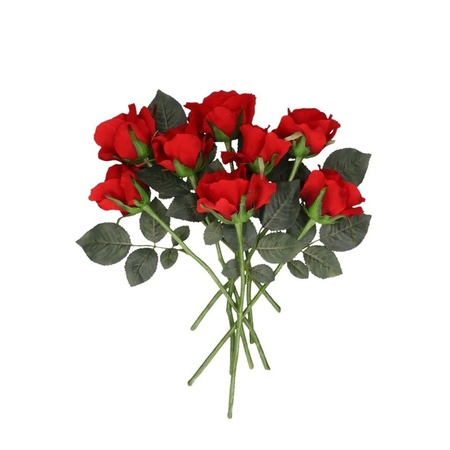 8x kunstbloem roos rood