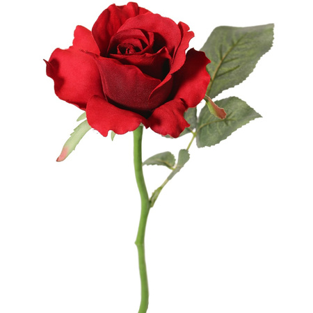 Kunstbloem roos Alice de luxe - rood - 30 cm - kunststof steel - decoratie