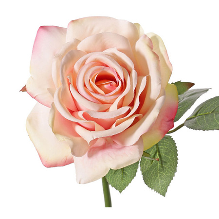 Kunstbloem Roos de luxe Fleuri - roze - 30 cm - kunststof steel - decoratie bloemen