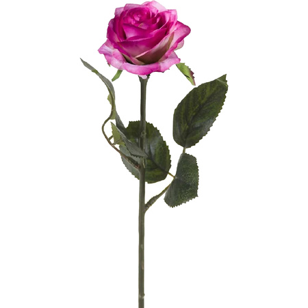 Kunstbloem roos Simone - fuchsia - 45 cm - decoratie bloemen