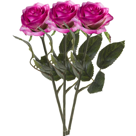 Kunstbloem roos Simone - fuchsia - 45 cm - decoratie bloemen