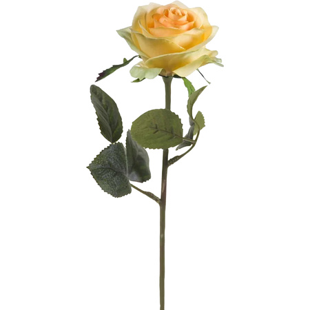 Kunstbloem roos Simone - geel - 45 cm - decoratie bloemen