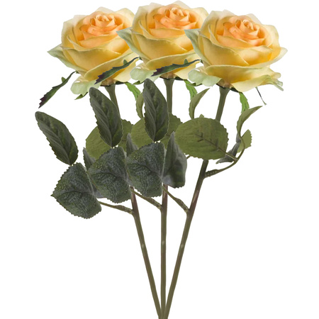 Kunstbloem roos Simone - geel - 45 cm - decoratie bloemen