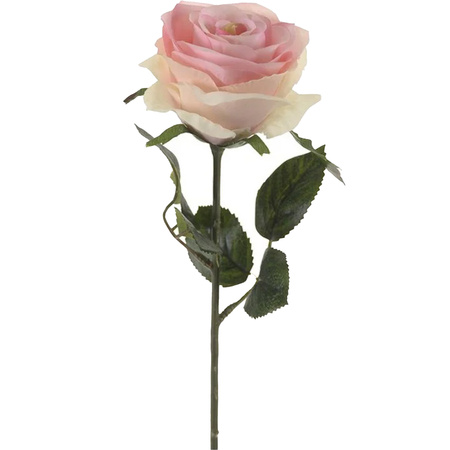 Kunstbloem roos Simone - licht roze - 45 cm - decoratie bloemen