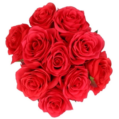 10x kunstbloem roos rood
