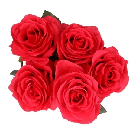 5x kunstbloem roos rood
