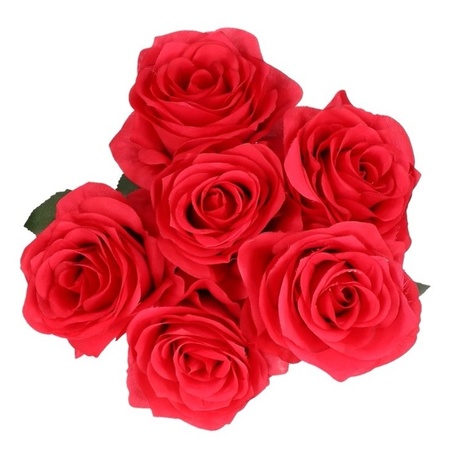 6x kunstbloem roos rood
