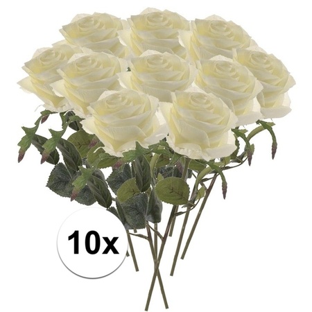 10x kunstbloem roos wit