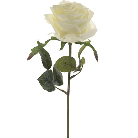Kunstbloem roos Simone - wit - 45 cm - decoratie bloemen