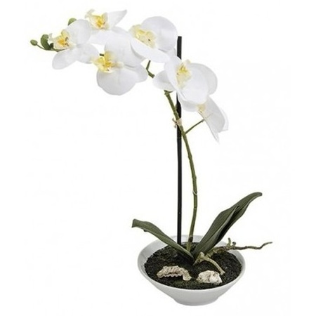 Kunstbloem Orchidee wit 38 cm