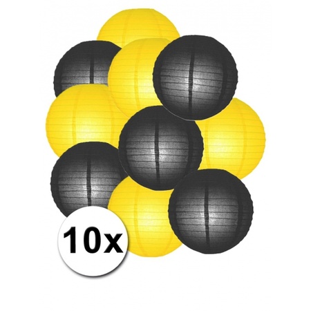 Feestartikelen lampionnen zwart/gele10x