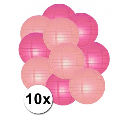 Feestartikelen lampionnen roze/lichtroze 10x