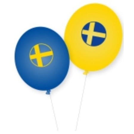 8x Sweden flag theme party decorations balloons 