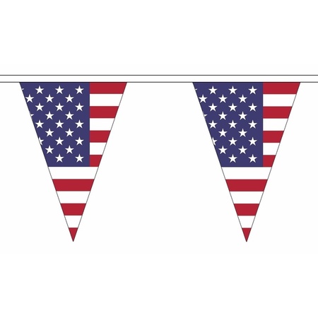 Landen vlaggenlijn/vlaggetjes - USA/Amerika - 500 cm - polyester - binnen/buiten - versiering