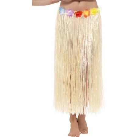Toppers - Lange Hawaii partydames verkleed rok met gekleurde bloemen