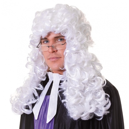 Long judges wig with white curls