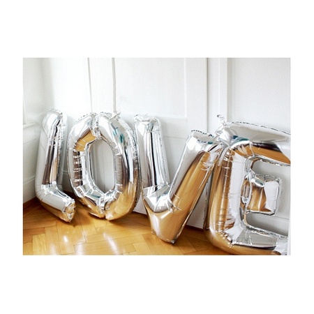 Naam versiering zilveren letter ballon F