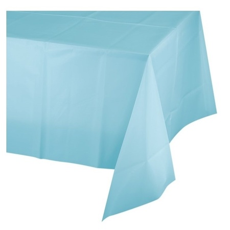 Light blue plastic tablecloth 137 x 274 cm