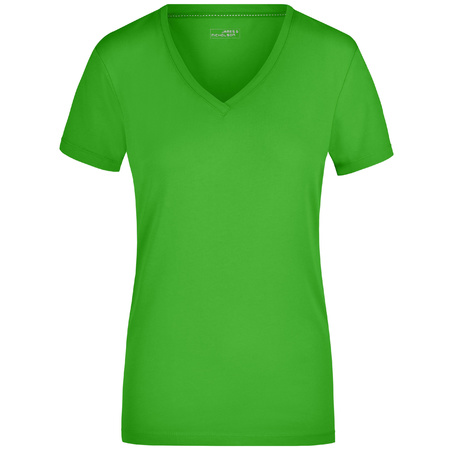 Basic dames t-shirt V-hals lime groen