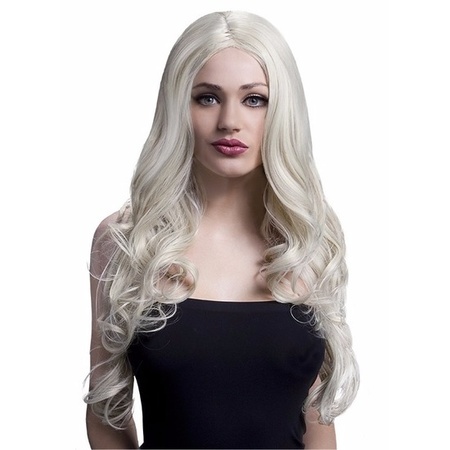 Blonde wig curly deluxe