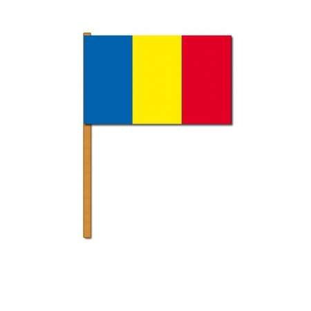 Hand flag Romania deluxe 30 x 45 cm