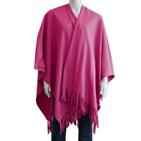 Luxurious shawl/poncho - fuchsia - 180 x 140 cm - fleece