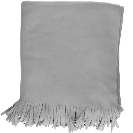 Luxe omslagdoek/poncho - licht grijs - 180 x 140 cm - fleece - Dameskleding accessoires