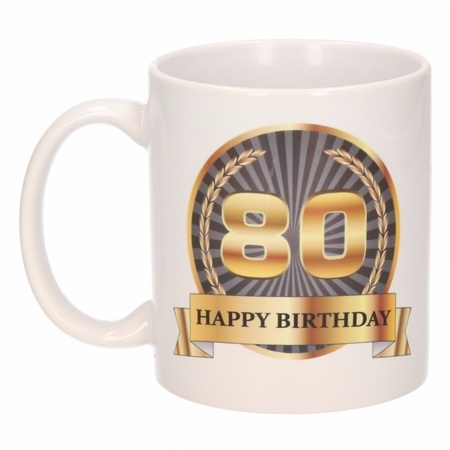 80e verjaardag cadeau beker / mok 300 ml