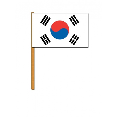 Luxe zwaaivlaggen Zuid Korea 30 x 45 cm op houten stokje