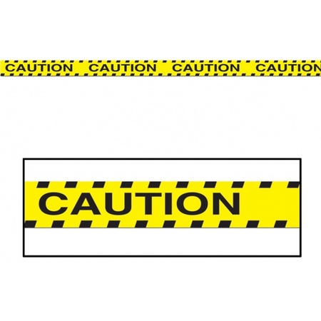 Geel afzetlint met de tekst Caution 6 meter