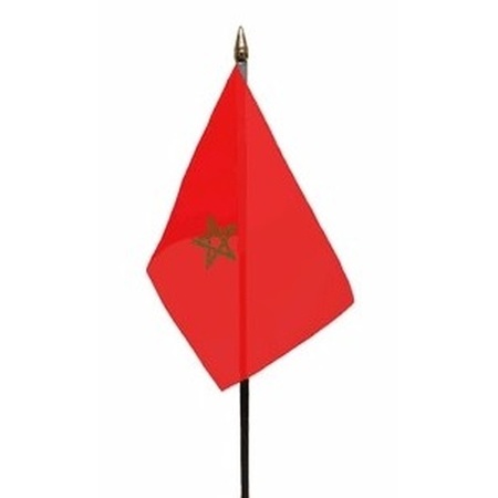 Morocco mini flag on pole 10 x 15 cm