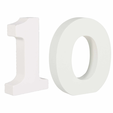 Wooden numbers 10 in size 11 cm