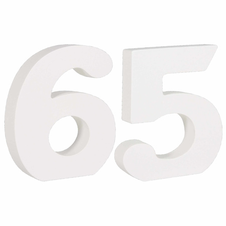 Wooden numbers 65 in size 11 cm