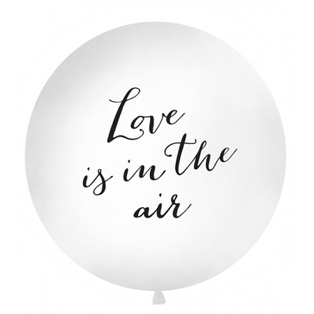 XXL white balloons with Love is in the Air text